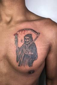 tato dada lelaki lelaki dada hitam kematian tengkorak gambar tatu gambar