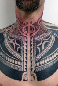 chest black Polynesian ornament tattoo pattern