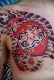 dibdib lumang paaralan Hapon estilo ng Dharma tattoo pattern