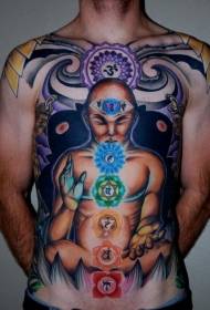 το στήθος και η κοιλιά ζωγραφισμένα μυστήριο μοτίβο τατουάζ Hindu άγαλμα