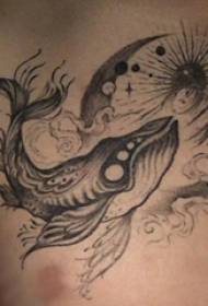 Tattoo whale kirji kifi Whale da waton hoto hoto 50794-geometry da fure tataccen siffofin 'yan mata akan kirji da hoton hotunan furanni
