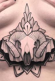 chest antelope skull point tattoo sexy tattoo pattern