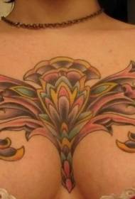 female chest totem tattoo pattern