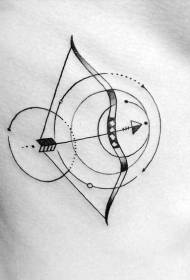 side rib simple black bow and round tattoo pattern