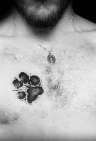 watercolor style black dog paw print chest tattoo pattern