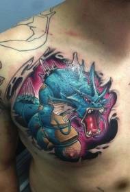 modèle de tatouage dragon fantaisie dessin animé couleur poitrine