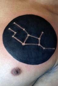 chest simple black and white constellation symbol tattoo pattern
