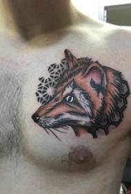 အရောင်ရှိ fox tattoo အထီးရင်ဘတ်အရောင်ရှိ fox tattoo ပုံ