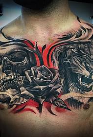 мъжки европейски и американски модел на татуировки на гръдния лъв