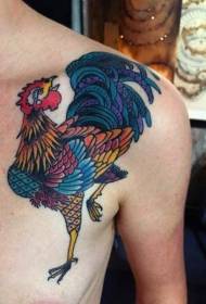 shoulder cartoon colorful dance cock tattoo pattern
