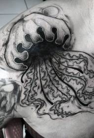 shoulder gorgeous black gray jellyfish tattoo pattern