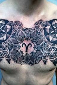 chest point thorn black vanilla flower with constellation logo tattoo pattern