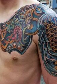 half-elite Celtic knot and dragon armor tattoo pattern