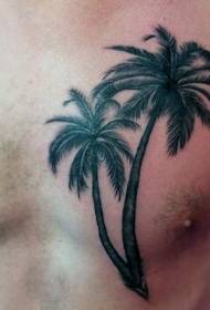 simple black palm tree chest tattoo pattern