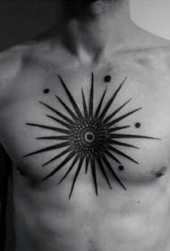 胸部奇妙的黑色太陽圖騰紋身圖案