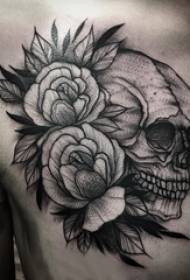 tatuointi rinta uros pojat rinta kukat ja kallo tatuointi kuvia