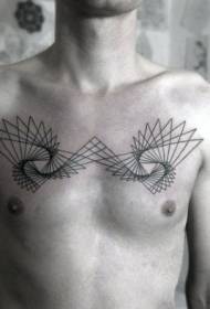 male chest great geometry Style black tattoo pattern