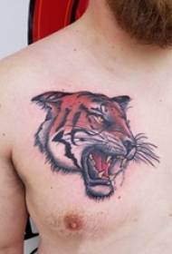 Baile tatuatu di l'animali maschile di colore tatuaggio di tigre di culore di pettu