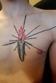 Tetovējums krūtīs vīriešu zēnu krūtīs krāsainu sveču tetovējums bildes