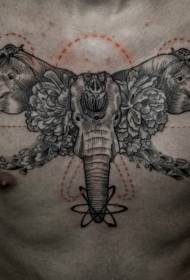 груди різьблення стиль татуювання триголовий слон татуювання
