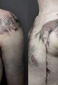 ramena črna črta črta slog Osebnost Tattoo Vzorec