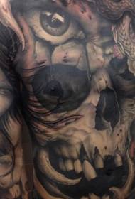 chest and abdomen squat with dragon and eye tattoo pattern