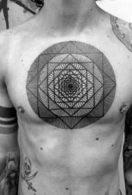 chest hypnosis symbol black line geometric tattoo pattern