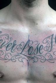 chest simple beautiful color Letter tattoo pattern