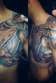 half-acient ancient warrior armor personality tattoo pattern
