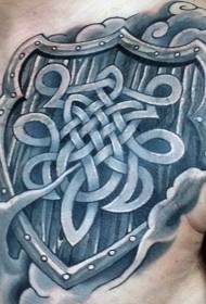 Chest Celtic Shield Tattoo Pattern