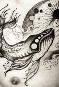 tattoo esifubeni abafana besilisa iplanethi yezimbali nezithombe ze-whale tattoo
