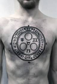 छाती प्राचीन शैली काला आदिवासी फ़ॉन्ट और प्रतीक टैटू पैटर्न