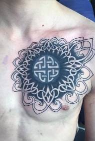 Chest Celtic Style Black totem tattoo pattern
