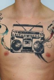 цвят татуировка модел на гърдите и рамото на радио вълна