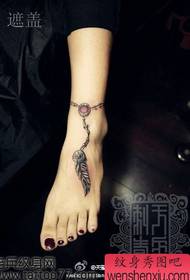 beleza pés moda clásico patrón de tatuaxe de plumas