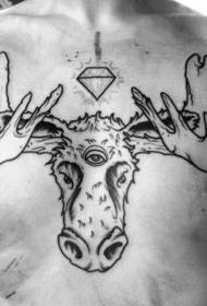 skrivnostna črna črta trijega vzorca losov in diamantnih tetovaž