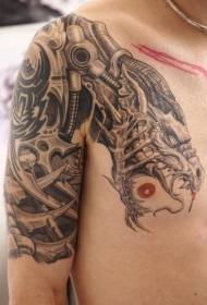 modèle de tatouage dragon mécanique personnalisé demi-corps
