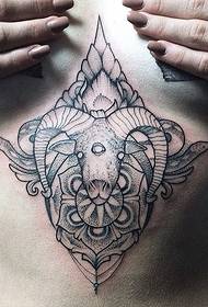 chest antelope van Gogh flower tattoo tattoo pattern