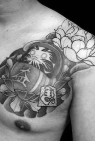 talla de brazo patrón de tatuaxe de flor negra estilo Dharma