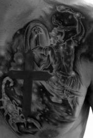 chest realistic Scorpion and Scorpio portrait tattoo pattern