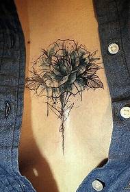 chest splash ink line rose sexy tattoo pattern