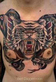Tiger Totem Tattoo Laki-laki dada gambar tato totem harimau