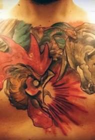 pit de vaca pintada i patró de tatuatges de lluita de gall