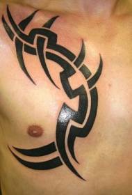 yksinkertainen musta heimojen totem rinnassa tatuointi malli
