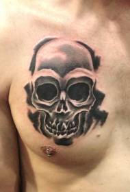 chest black skull tattoo pattern