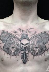 patrón de tatuaxe de bolboreta misteriosa e tatuaxe de peito