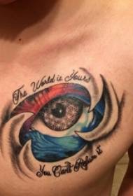 eye tattoo male chest color eye tattoo picture