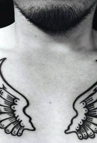 bröst enkel svart linje vingar tatuering mönster