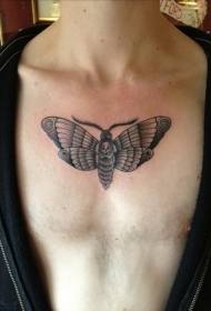 chest black gray personality butterfly tattoo pattern