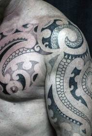 half a simple black Polynesian totem tattoo pattern